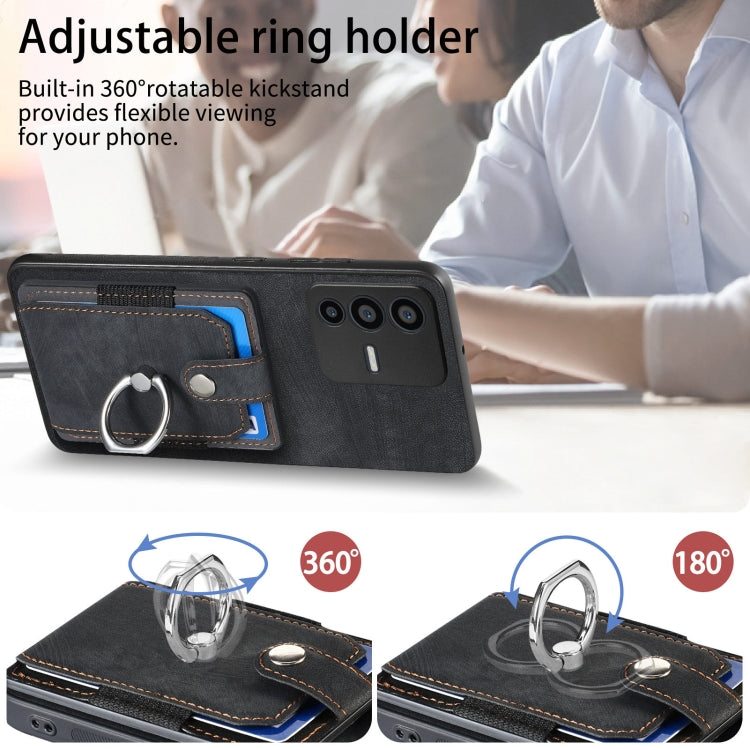 For vivo V23 5G Retro Skin-feel Ring Multi-card Wallet Phone Case