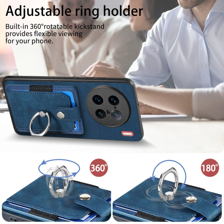 For vivo X90 Pro+ Retro Skin-feel Ring Multi-card Wallet Phone Case