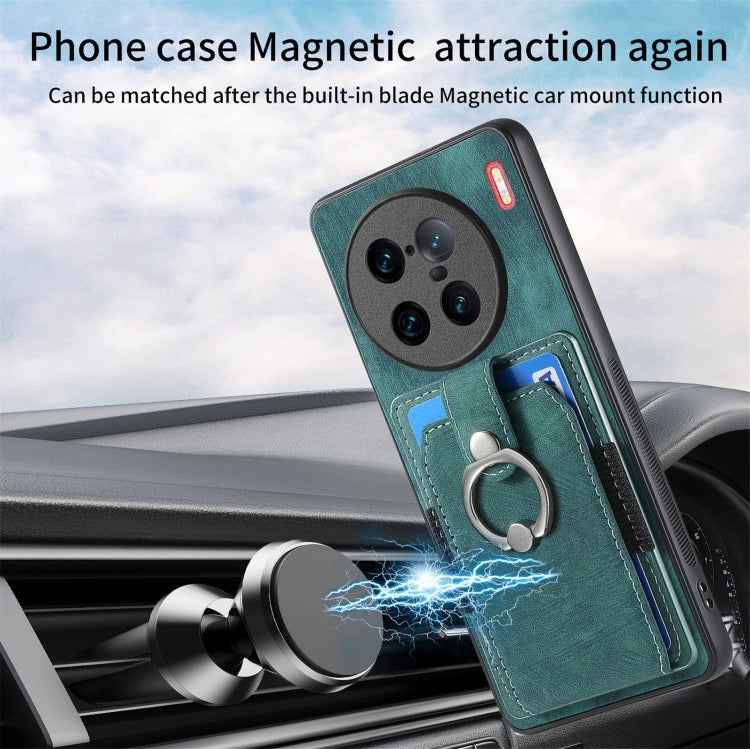 For vivo X90 Pro+ Retro Skin-feel Ring Multi-card Wallet Phone Case
