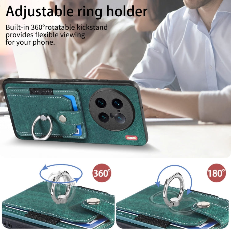 For vivo X90 Pro+ Retro Skin-feel Ring Multi-card Wallet Phone Case