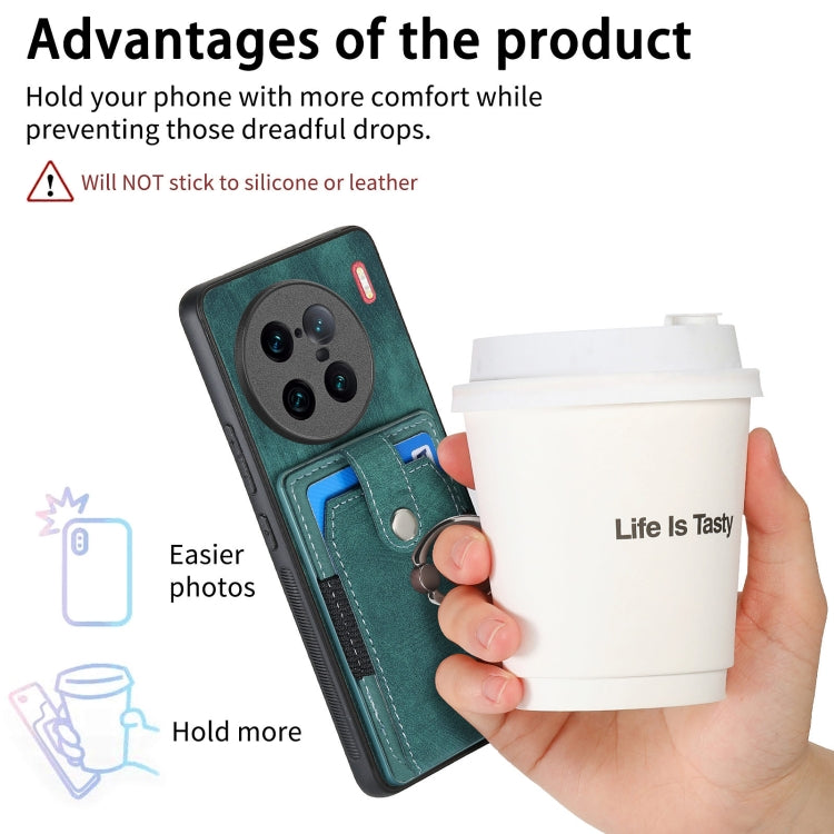 For vivo X90 Pro+ Retro Skin-feel Ring Multi-card Wallet Phone Case