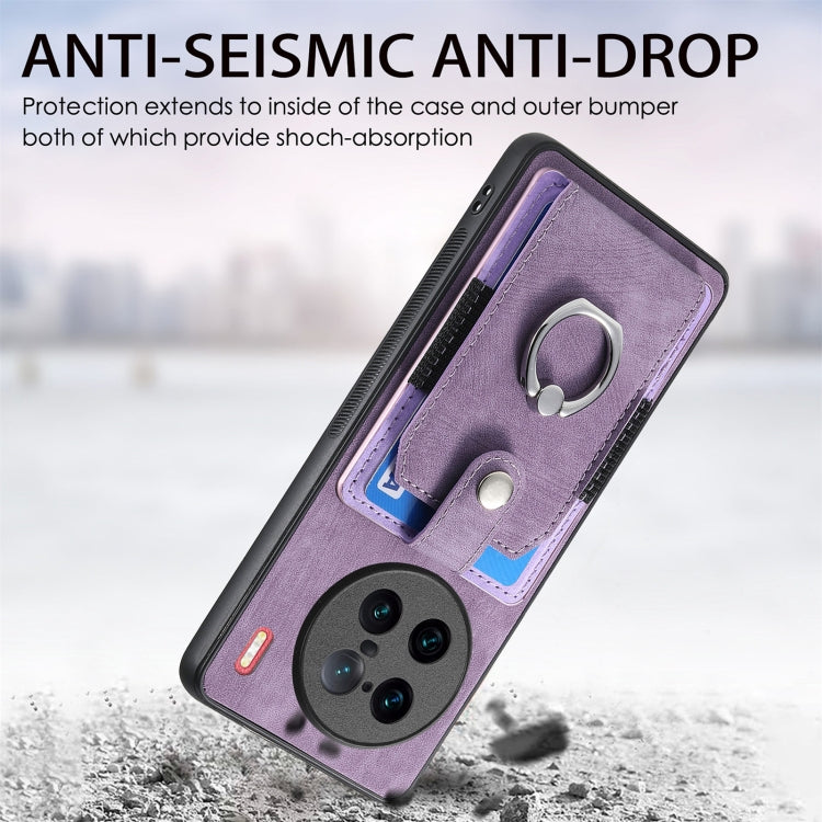 For vivo X90 Pro+ Retro Skin-feel Ring Multi-card Wallet Phone Case