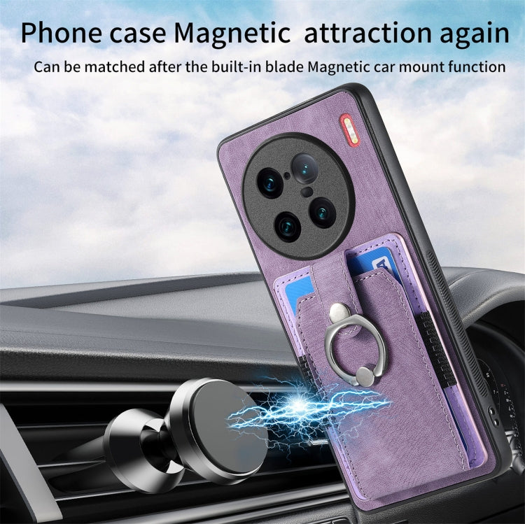 For vivo X90 Pro+ Retro Skin-feel Ring Multi-card Wallet Phone Case