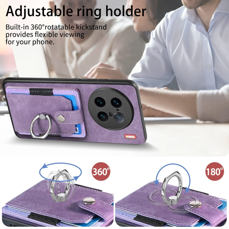 For vivo X90 Pro+ Retro Skin-feel Ring Multi-card Wallet Phone Case