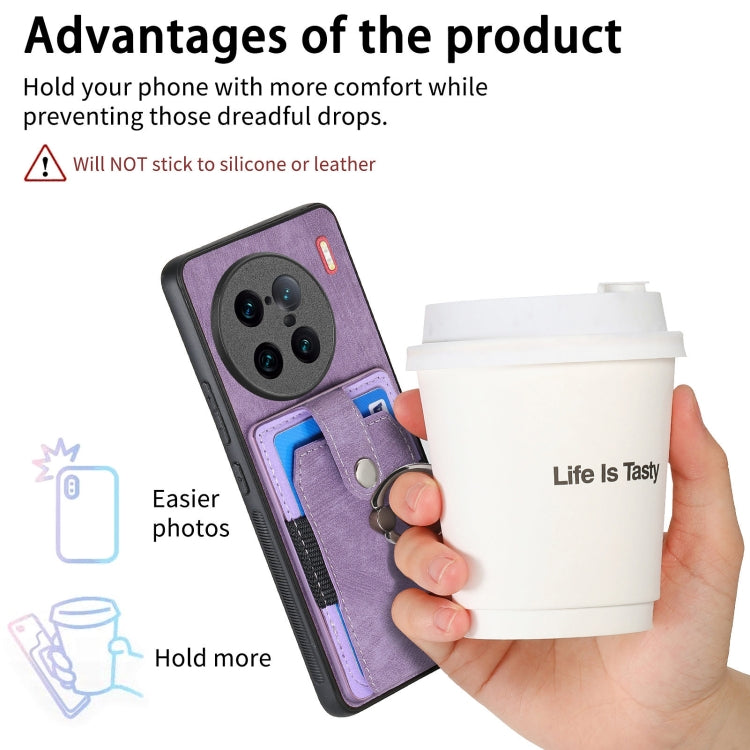 For vivo X90 Pro+ Retro Skin-feel Ring Multi-card Wallet Phone Case