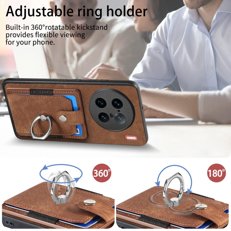 For vivo X90 Pro+ Retro Skin-feel Ring Multi-card Wallet Phone Case
