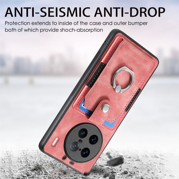 For vivo X90 Pro+ Retro Skin-feel Ring Multi-card Wallet Phone Case
