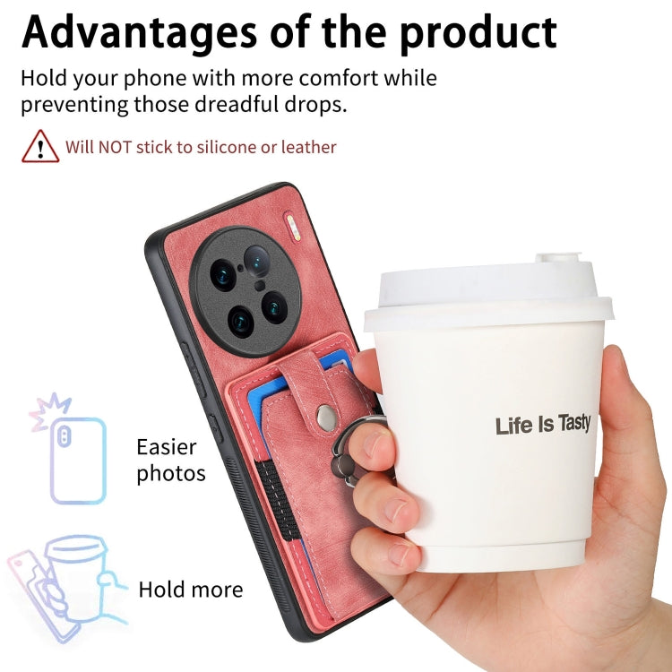 For vivo X90 Pro+ Retro Skin-feel Ring Multi-card Wallet Phone Case