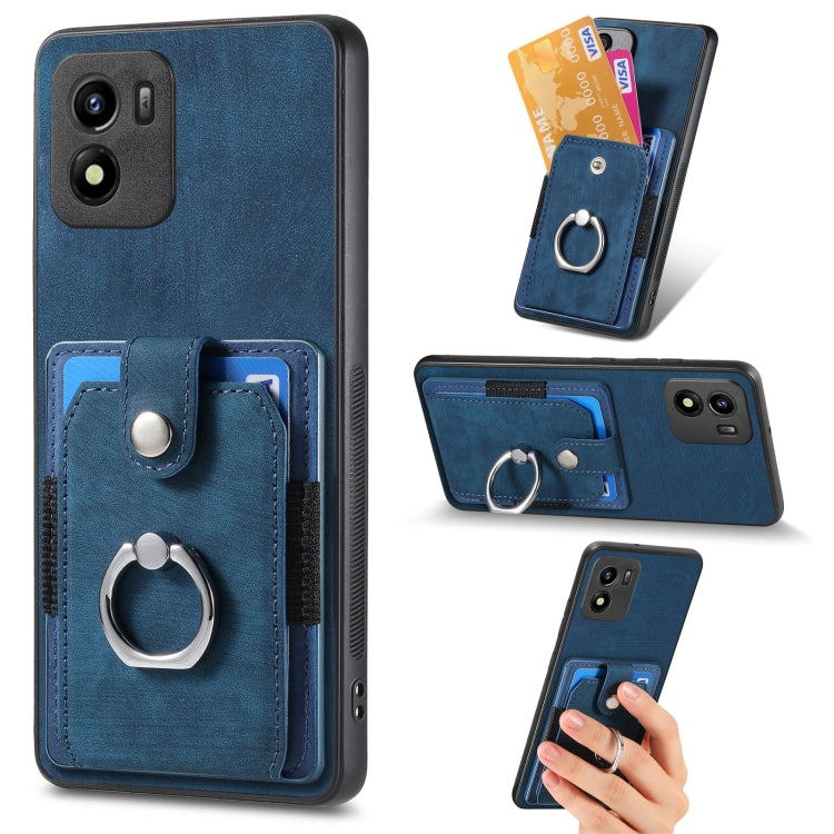 For vivo Y01 Retro Skin-feel Ring Multi-card Wallet Phone Case