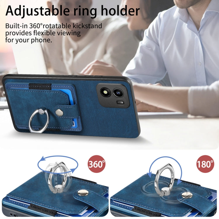 For vivo Y01 Retro Skin-feel Ring Multi-card Wallet Phone Case