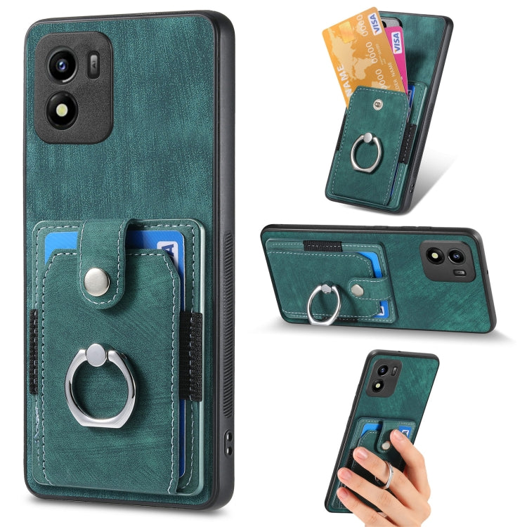 For vivo Y01 Retro Skin-feel Ring Multi-card Wallet Phone Case