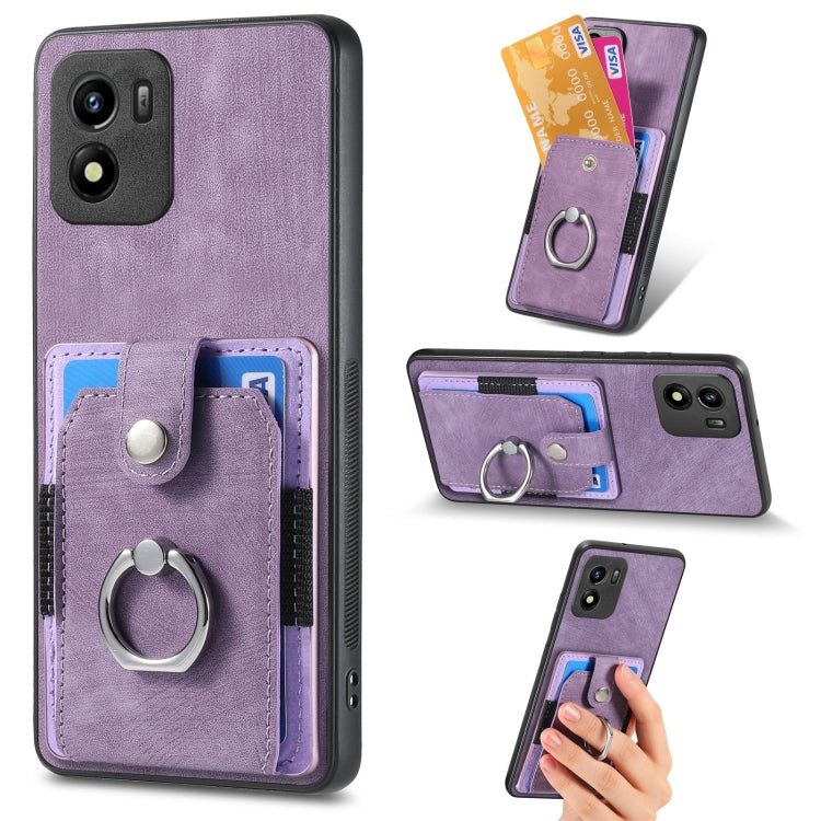 For vivo Y01 Retro Skin-feel Ring Multi-card Wallet Phone Case
