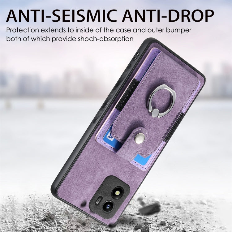 For vivo Y01 Retro Skin-feel Ring Multi-card Wallet Phone Case