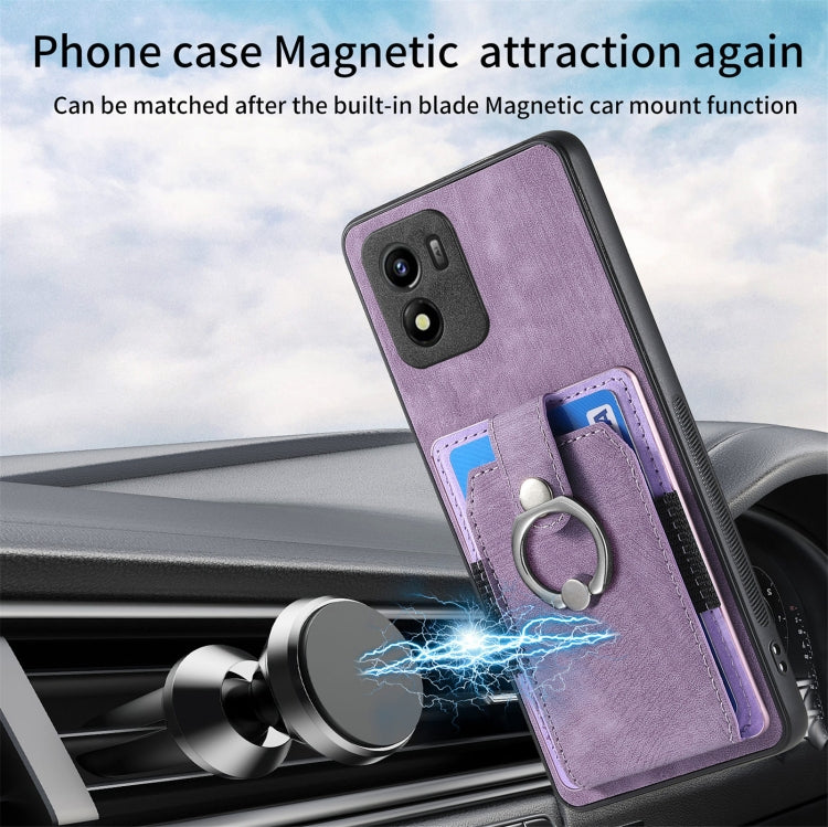 For vivo Y01 Retro Skin-feel Ring Multi-card Wallet Phone Case