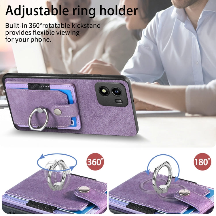 For vivo Y01 Retro Skin-feel Ring Multi-card Wallet Phone Case