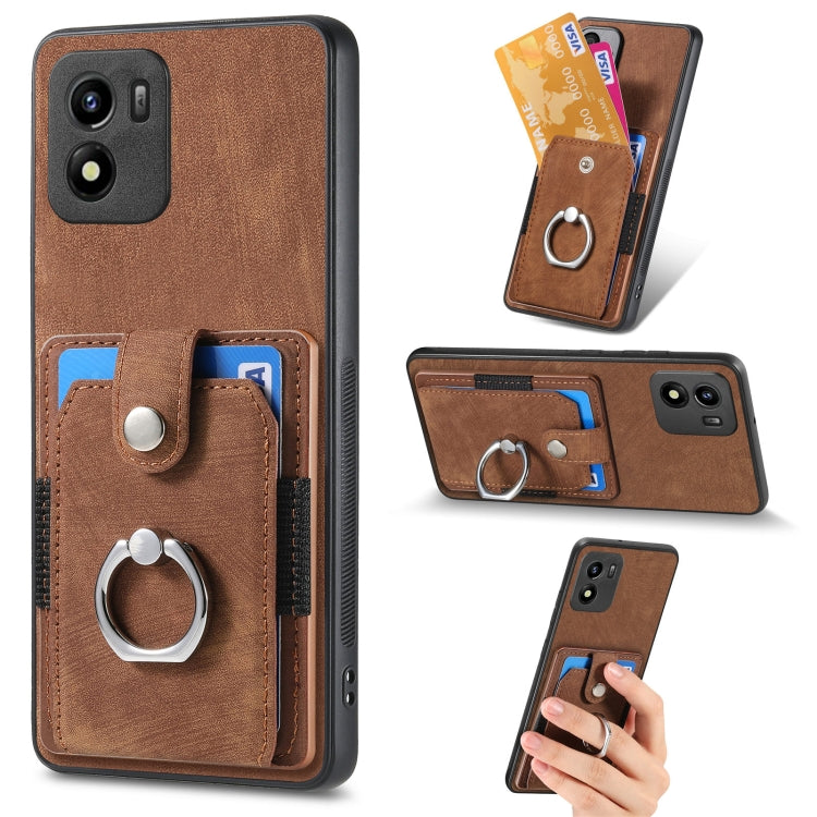 For vivo Y01 Retro Skin-feel Ring Multi-card Wallet Phone Case