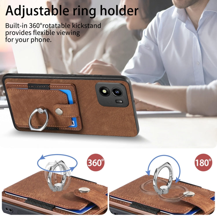 For vivo Y01 Retro Skin-feel Ring Multi-card Wallet Phone Case