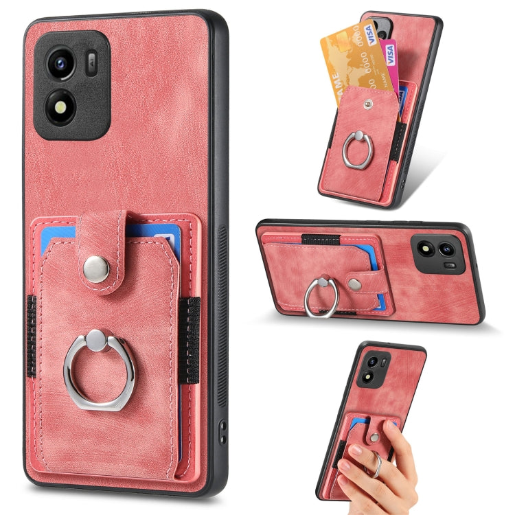 For vivo Y01 Retro Skin-feel Ring Multi-card Wallet Phone Case