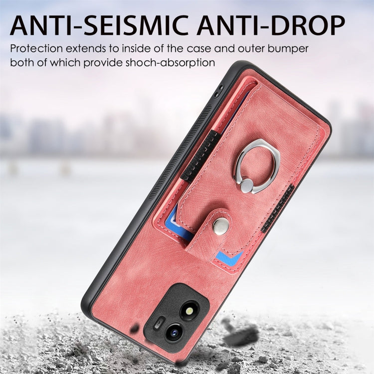 For vivo Y01 Retro Skin-feel Ring Multi-card Wallet Phone Case