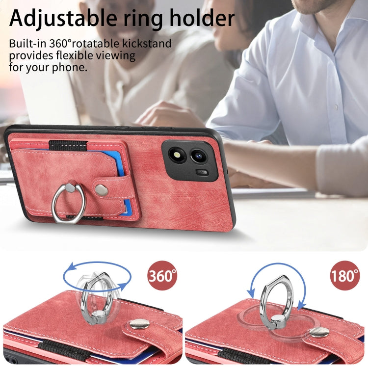 For vivo Y01 Retro Skin-feel Ring Multi-card Wallet Phone Case