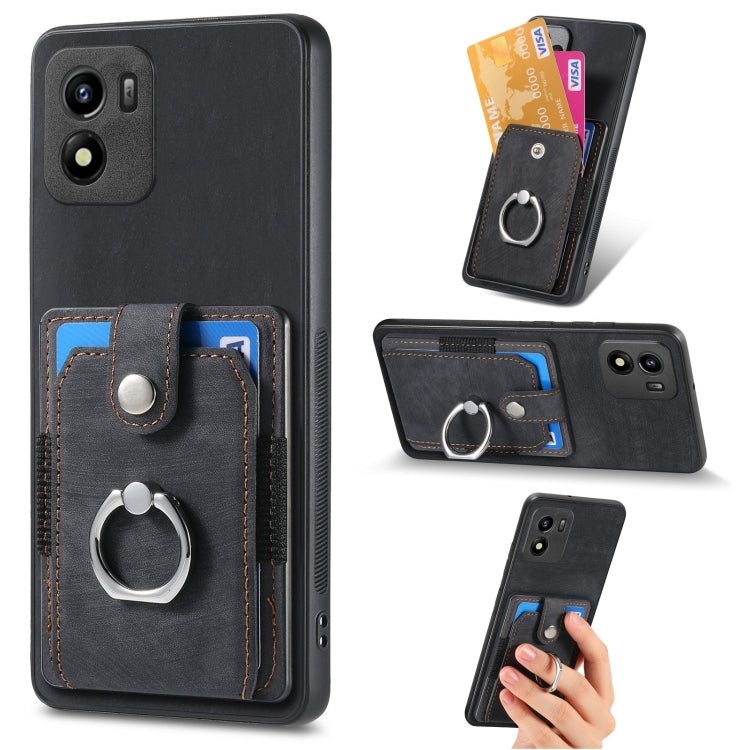 For vivo Y01 Retro Skin-feel Ring Multi-card Wallet Phone Case