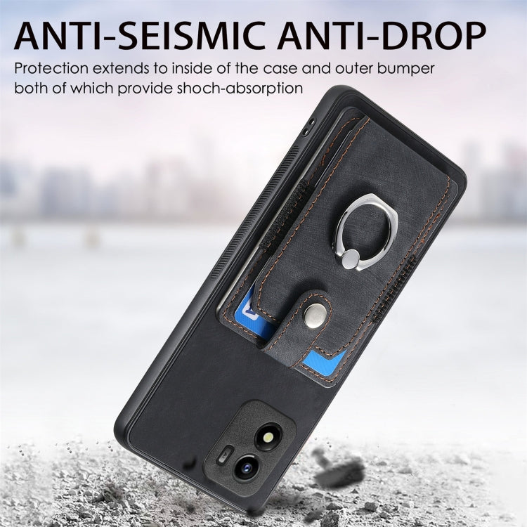 For vivo Y01 Retro Skin-feel Ring Multi-card Wallet Phone Case