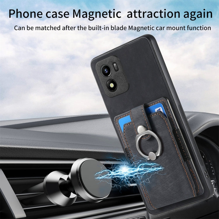 For vivo Y01 Retro Skin-feel Ring Multi-card Wallet Phone Case