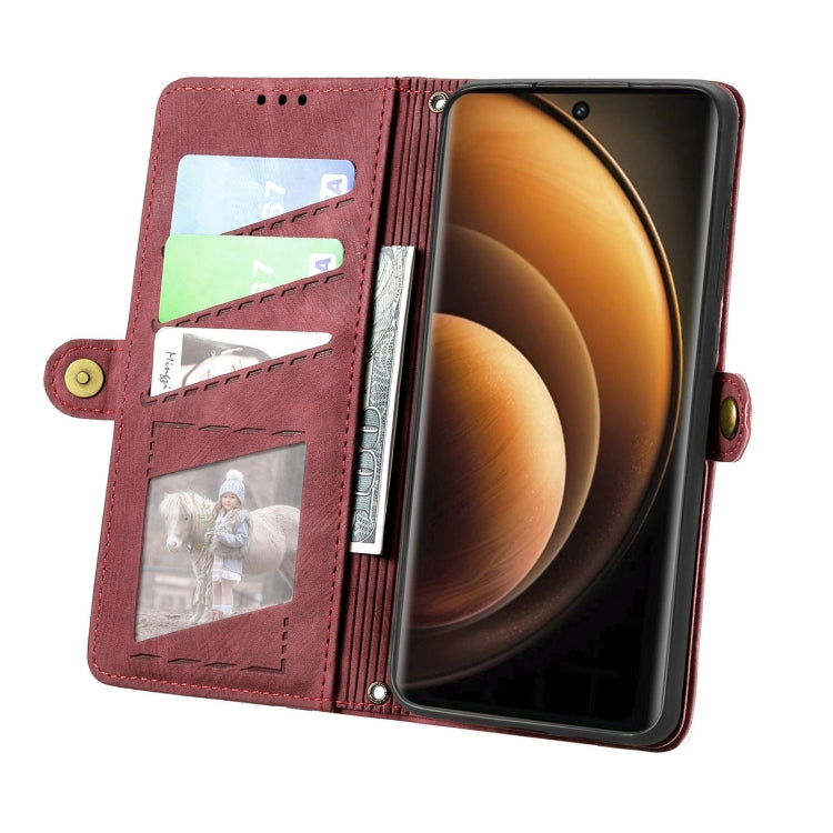 For vivo X100 Geometric Zipper Wallet Side Buckle Leather Phone Case