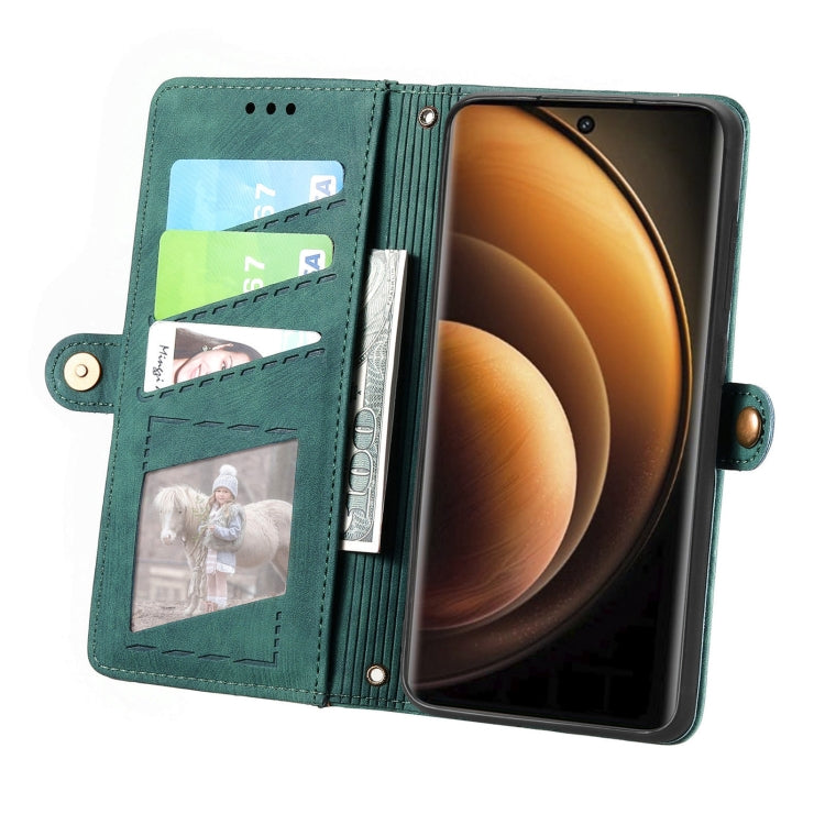 For vivo X100 Geometric Zipper Wallet Side Buckle Leather Phone Case