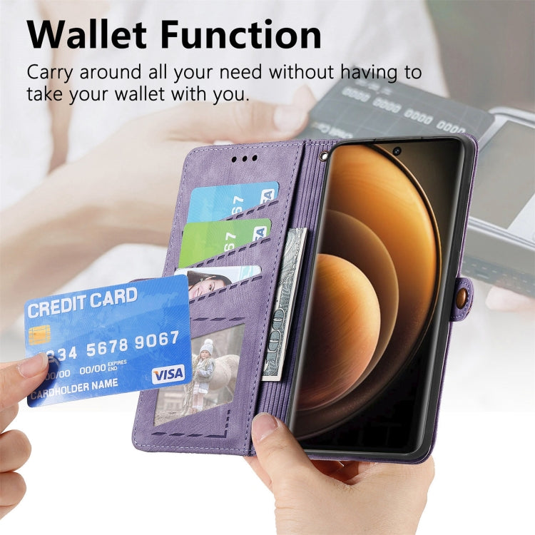 For vivo X100 Geometric Zipper Wallet Side Buckle Leather Phone Case