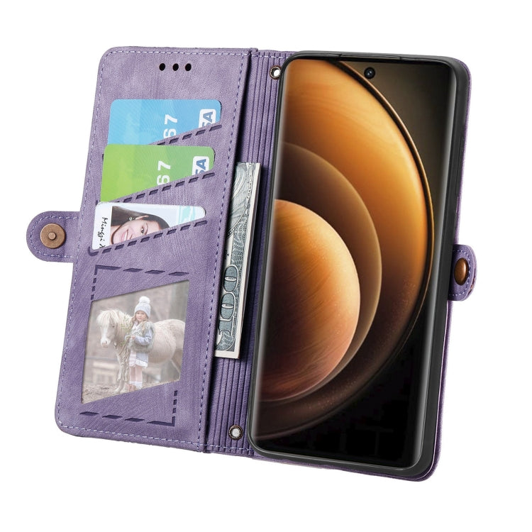 For vivo X100 Geometric Zipper Wallet Side Buckle Leather Phone Case