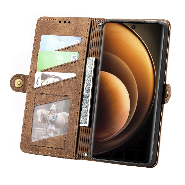 For vivo X100 Geometric Zipper Wallet Side Buckle Leather Phone Case