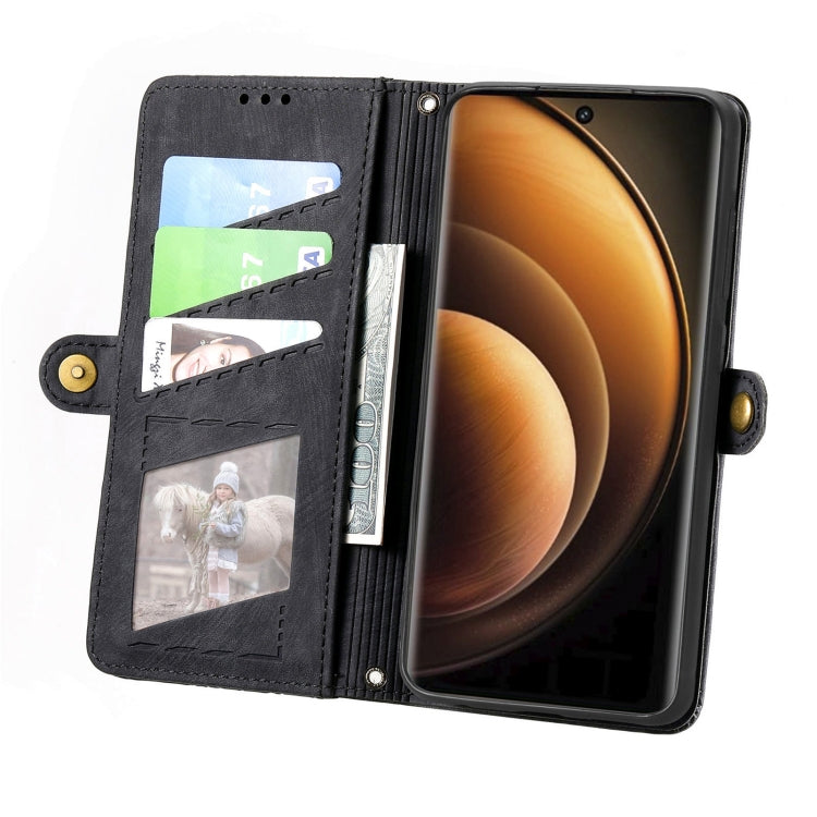 For vivo X100 Geometric Zipper Wallet Side Buckle Leather Phone Case