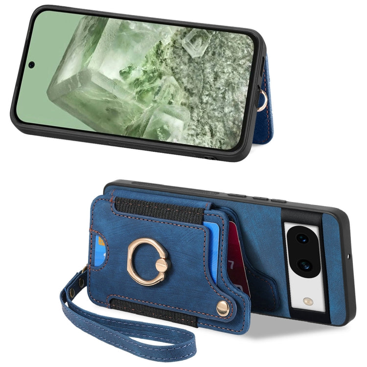 For Google Pixel 8a Retro Skin-feel Ring Multi-card RFID Wallet Phone Case