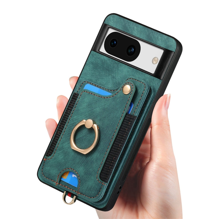 For Google Pixel 8a Retro Skin-feel Ring Multi-card RFID Wallet Phone Case