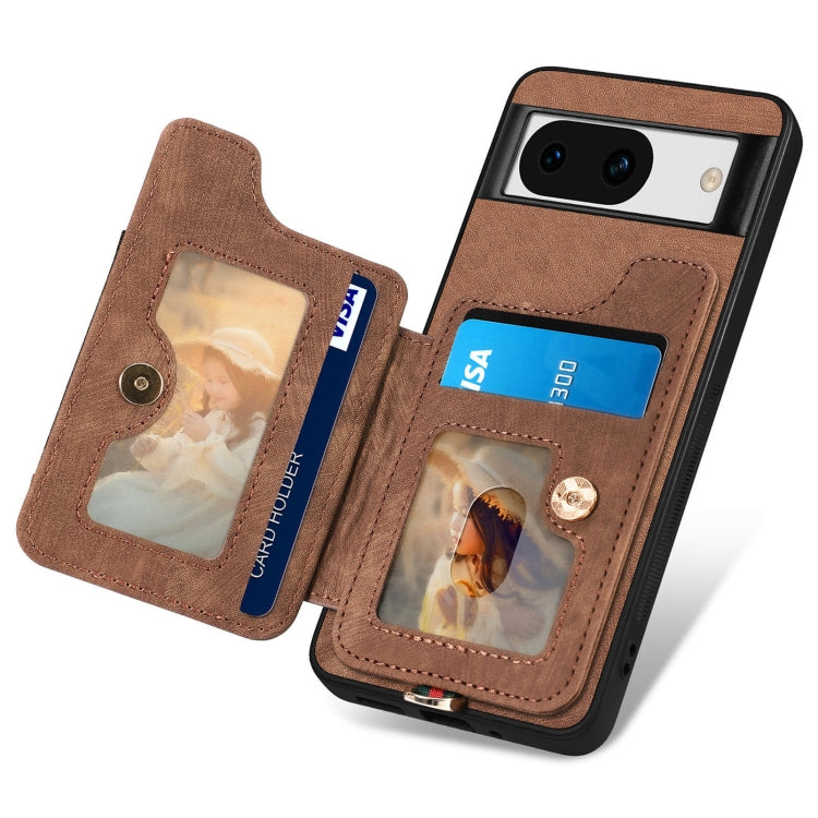 For Google Pixel 8a Retro Skin-feel Ring Multi-card RFID Wallet Phone Case