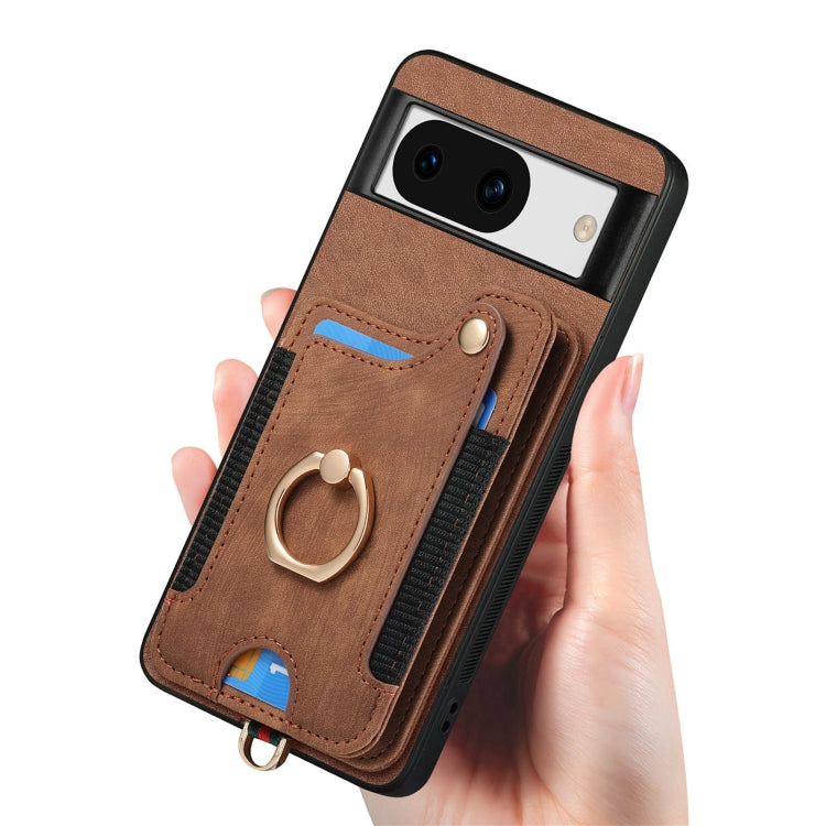 For Google Pixel 8a Retro Skin-feel Ring Multi-card RFID Wallet Phone Case