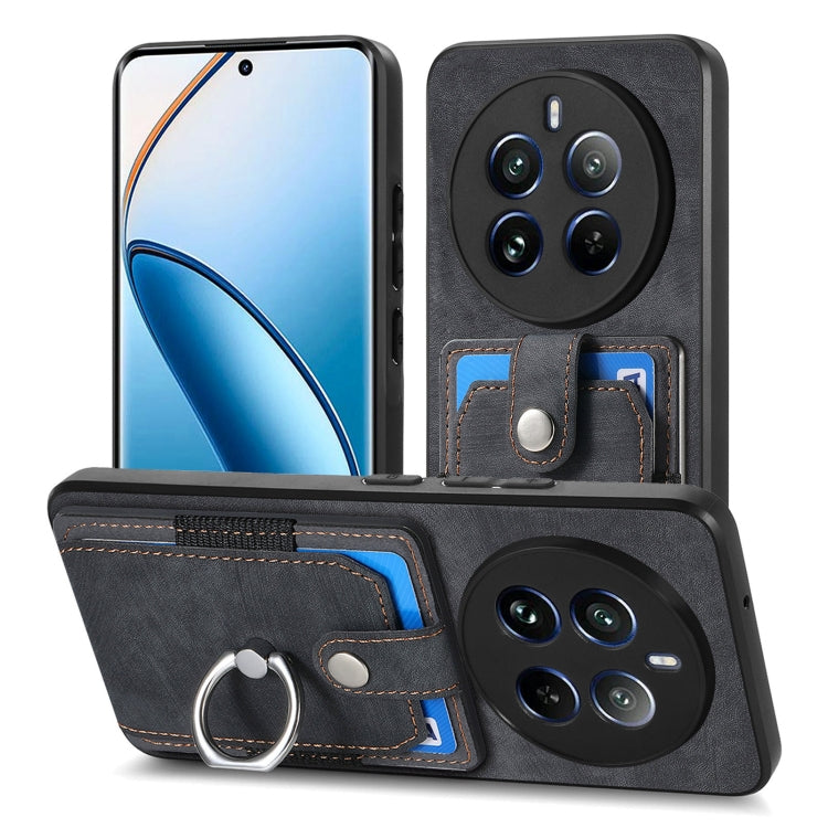 For Realme 12 Pro Retro Skin-feel Ring Card Wallet Phone Case