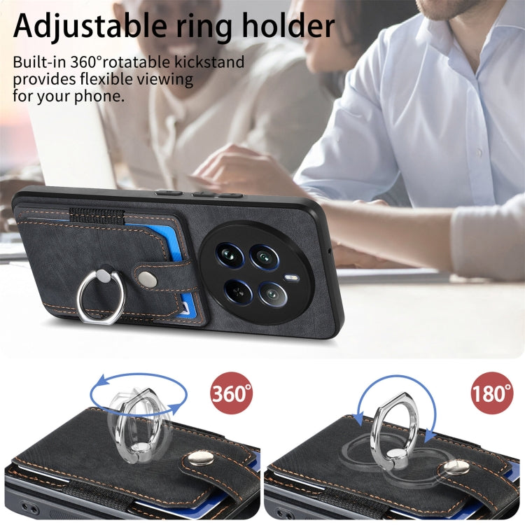 For Realme 12 Pro Retro Skin-feel Ring Card Wallet Phone Case