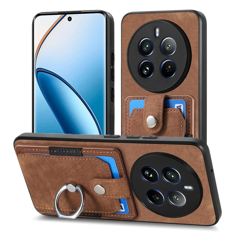For Realme 12 Pro Retro Skin-feel Ring Card Wallet Phone Case