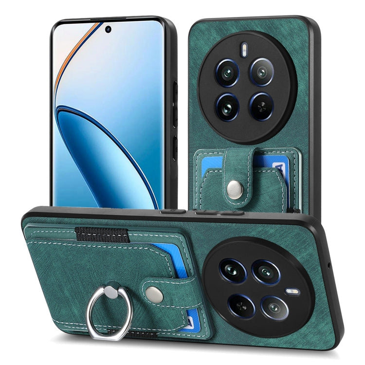 For Realme 12 Pro Retro Skin-feel Ring Card Wallet Phone Case