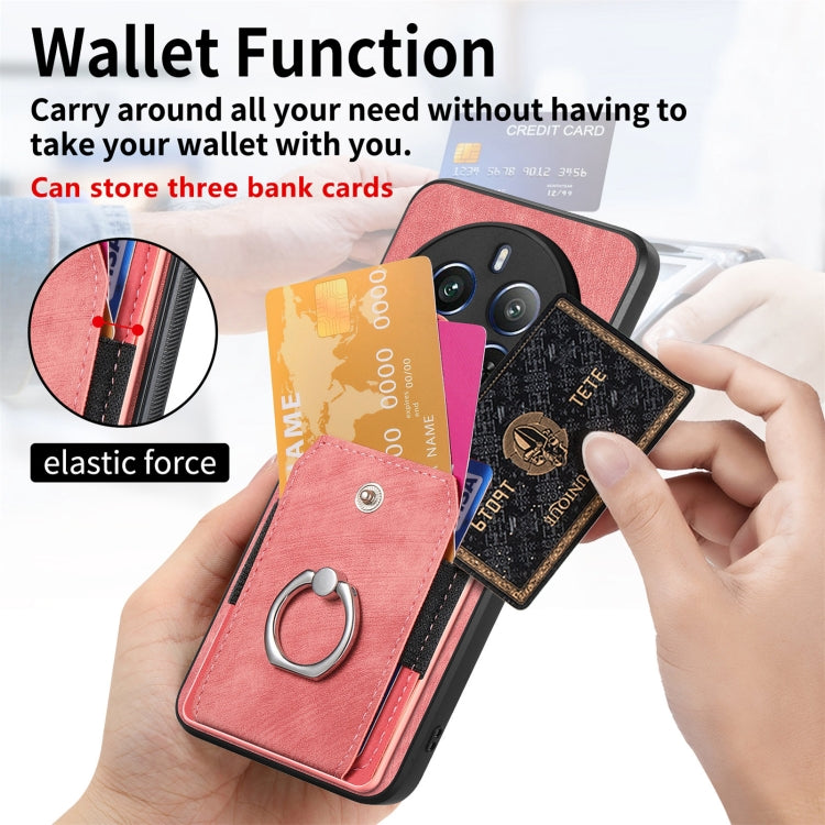 For Realme 12 Pro Retro Skin-feel Ring Card Wallet Phone Case