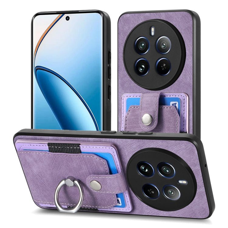 For Realme 12 Pro Retro Skin-feel Ring Card Wallet Phone Case
