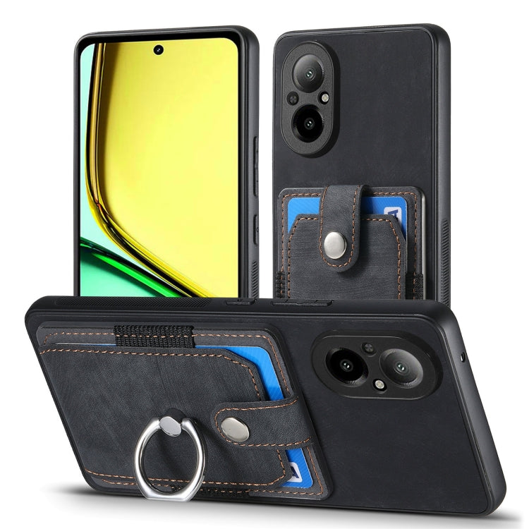 For Realme C67 4G Retro Skin-feel Ring Card Wallet Phone Case