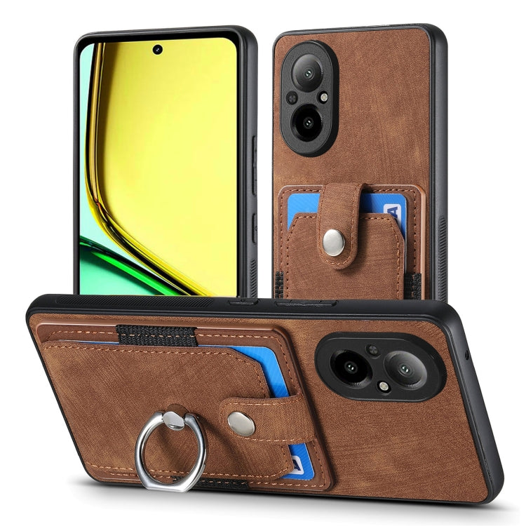 For Realme C67 4G Retro Skin-feel Ring Card Wallet Phone Case