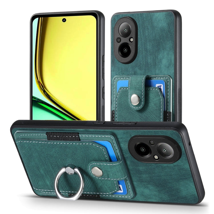 For Realme C67 4G Retro Skin-feel Ring Card Wallet Phone Case