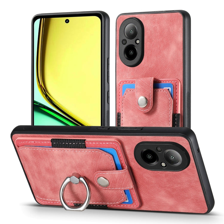 For Realme C67 4G Retro Skin-feel Ring Card Wallet Phone Case