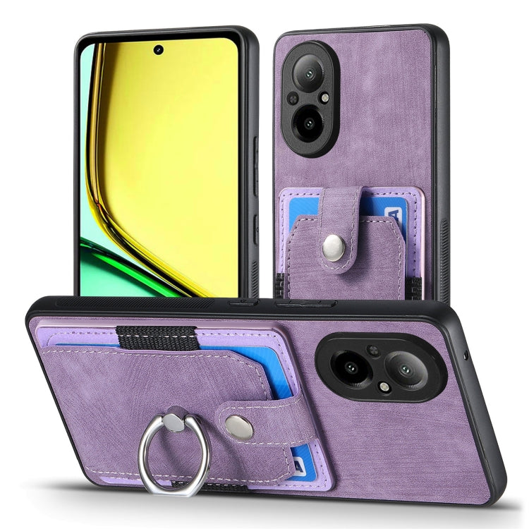 For Realme C67 4G Retro Skin-feel Ring Card Wallet Phone Case