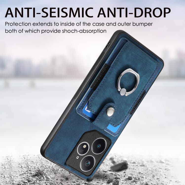 For Realme Neo7 Retro Skin-feel Ring Card Wallet Phone Case