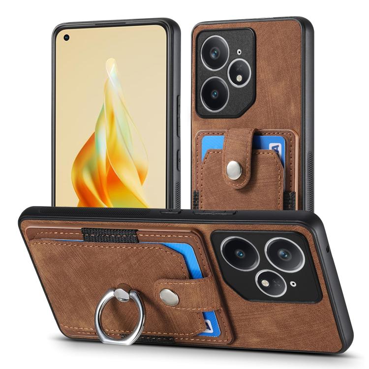 For Realme Neo7 Retro Skin-feel Ring Card Wallet Phone Case